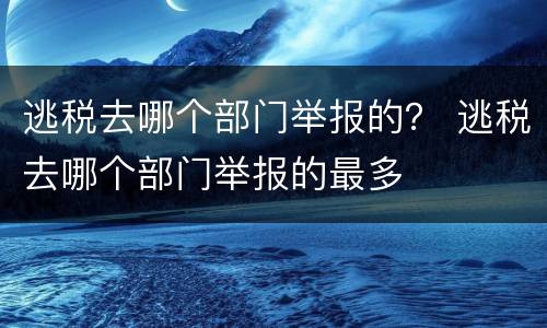 逃税去哪个部门举报的？ 逃税去哪个部门举报的最多