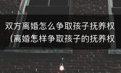 双方离婚怎么争取孩子抚养权（离婚怎样争取孩子的抚养权）