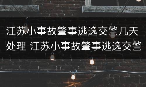 江苏小事故肇事逃逸交警几天处理 江苏小事故肇事逃逸交警几天处理结果