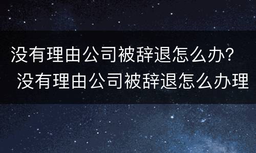 没有理由公司被辞退怎么办？ 没有理由公司被辞退怎么办理
