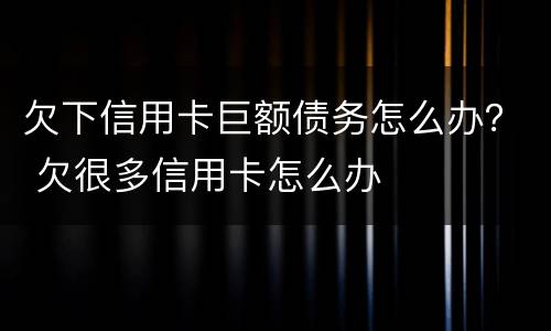 欠下信用卡巨额债务怎么办？ 欠很多信用卡怎么办