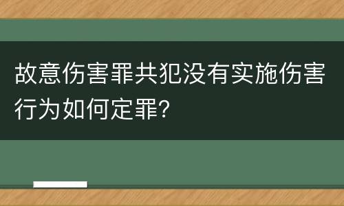 故意伤害罪共犯没有实施伤害行为如何定罪？