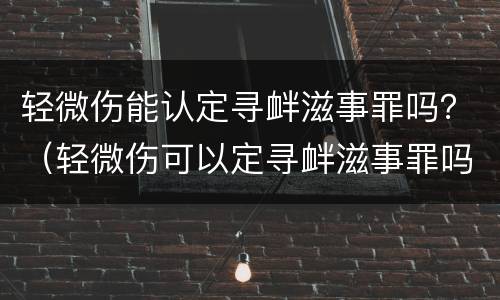 轻微伤能认定寻衅滋事罪吗？（轻微伤可以定寻衅滋事罪吗）
