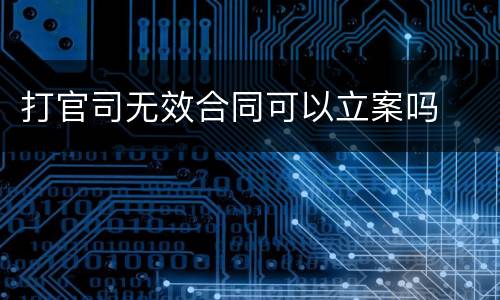打官司无效合同可以立案吗