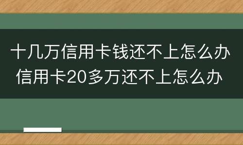 十几万信用卡钱还不上怎么办 信用卡20多万还不上怎么办