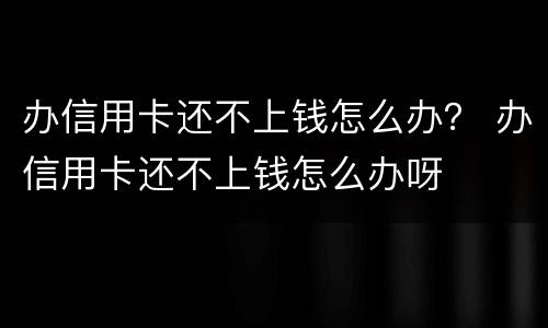 办信用卡还不上钱怎么办？ 办信用卡还不上钱怎么办呀