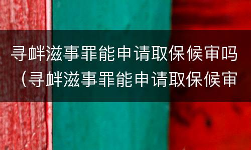 寻衅滋事罪能申请取保候审吗（寻衅滋事罪能申请取保候审吗法院）