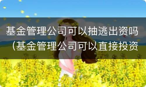 基金管理公司可以抽逃出资吗（基金管理公司可以直接投资吗）