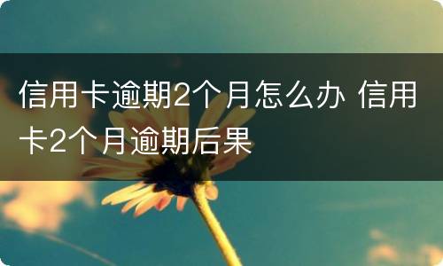 信用卡逾期2个月怎么办 信用卡2个月逾期后果
