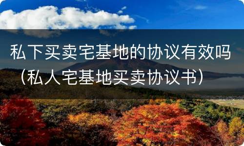 私下买卖宅基地的协议有效吗（私人宅基地买卖协议书）