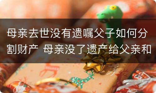 母亲去世没有遗嘱父子如何分割财产 母亲没了遗产给父亲和儿子