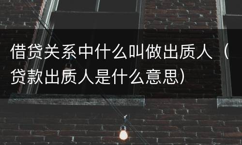 借贷关系中什么叫做出质人（贷款出质人是什么意思）