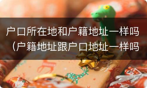 户口所在地和户籍地址一样吗（户籍地址跟户口地址一样吗）