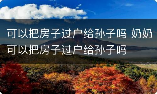 可以把房子过户给孙子吗 奶奶可以把房子过户给孙子吗
