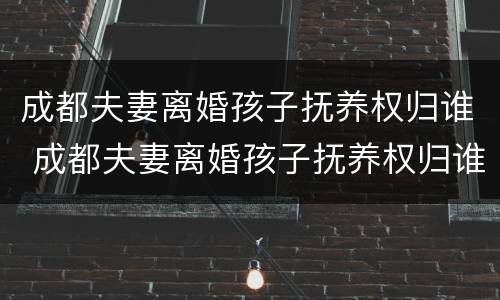 成都夫妻离婚孩子抚养权归谁 成都夫妻离婚孩子抚养权归谁所有