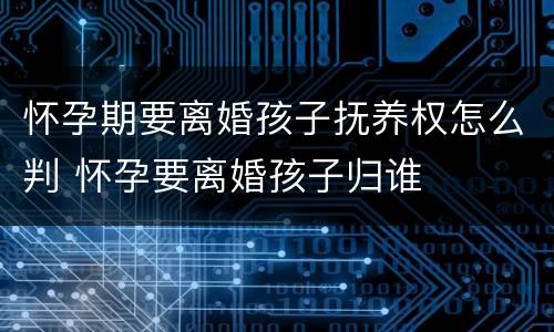 怀孕期要离婚孩子抚养权怎么判 怀孕要离婚孩子归谁