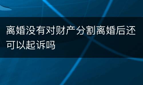 离婚没有对财产分割离婚后还可以起诉吗