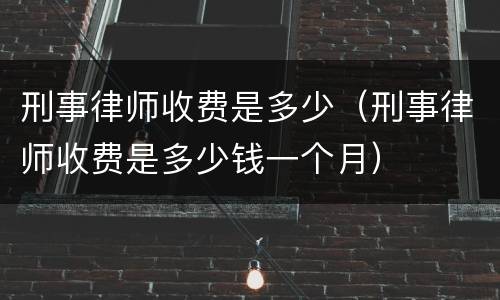 刑事律师收费是多少（刑事律师收费是多少钱一个月）