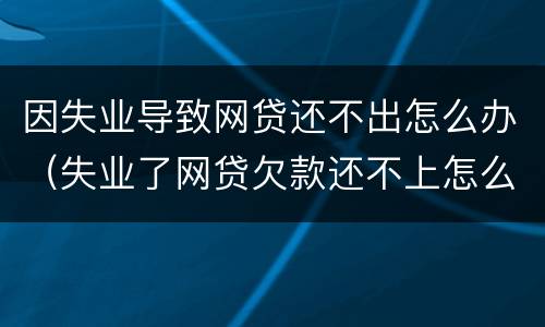 因失业导致网贷还不出怎么办（失业了网贷欠款还不上怎么办）