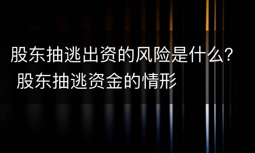 股东抽逃出资的风险是什么？ 股东抽逃资金的情形