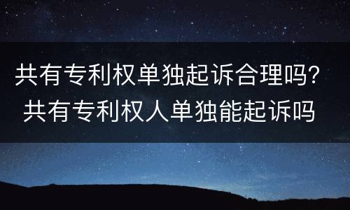 共有专利权单独起诉合理吗？ 共有专利权人单独能起诉吗