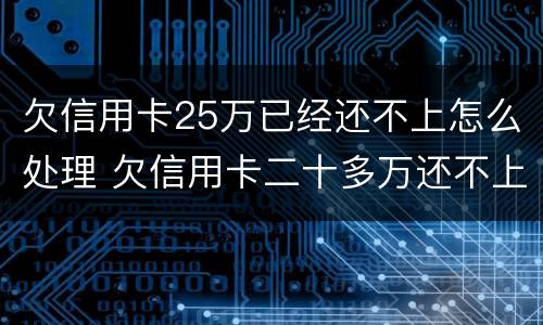 欠信用卡25万已经还不上怎么处理 欠信用卡二十多万还不上怎么办