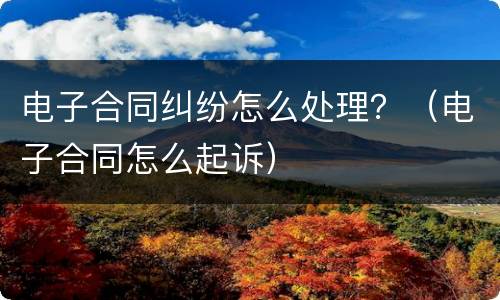 电子合同纠纷怎么处理？（电子合同怎么起诉）