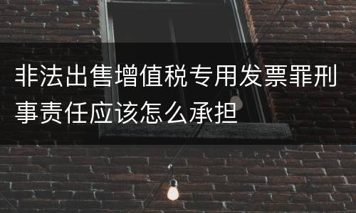 非法出售增值税专用发票罪刑事责任应该怎么承担