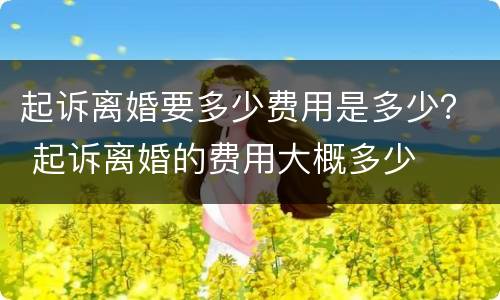 起诉离婚要多少费用是多少？ 起诉离婚的费用大概多少