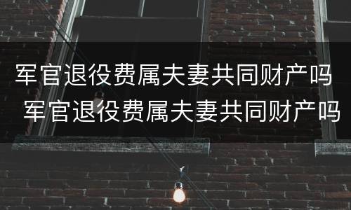 军官退役费属夫妻共同财产吗 军官退役费属夫妻共同财产吗怎么算