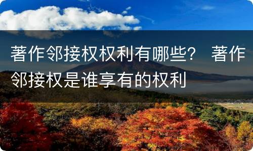 著作邻接权权利有哪些？ 著作邻接权是谁享有的权利