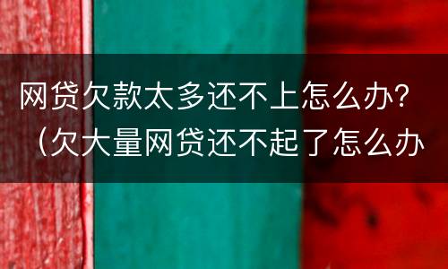 网贷欠款太多还不上怎么办？（欠大量网贷还不起了怎么办）