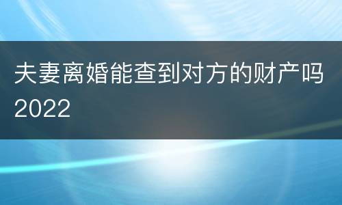 夫妻离婚能查到对方的财产吗2022