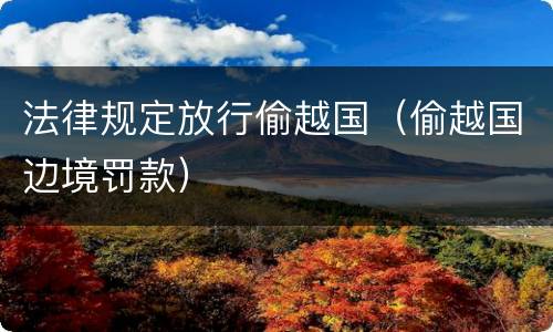 法律规定放行偷越国（偷越国边境罚款）