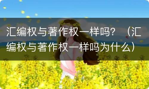 汇编权与著作权一样吗？（汇编权与著作权一样吗为什么）