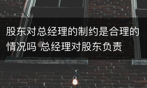 股东对总经理的制约是合理的情况吗 总经理对股东负责