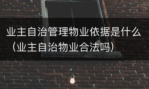 业主自治管理物业依据是什么（业主自治物业合法吗）