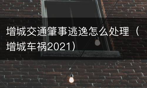 增城交通肇事逃逸怎么处理（增城车祸2021）
