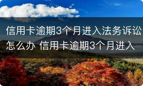 信用卡逾期3个月进入法务诉讼怎么办 信用卡逾期3个月进入法务诉讼怎么办理