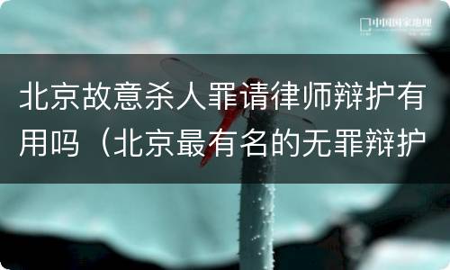 北京故意杀人罪请律师辩护有用吗（北京最有名的无罪辩护律师有哪位）