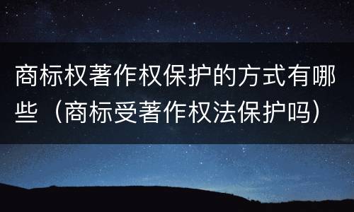 商标权著作权保护的方式有哪些（商标受著作权法保护吗）