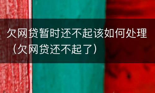 欠网贷暂时还不起该如何处理（欠网贷还不起了）