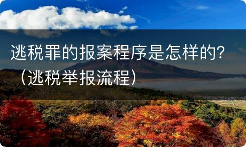 逃税罪的报案程序是怎样的？（逃税举报流程）