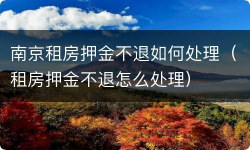 南京租房押金不退如何处理（租房押金不退怎么处理）