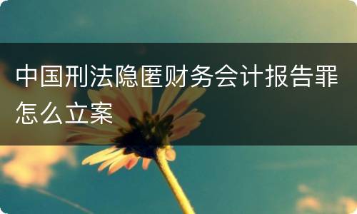 中国刑法隐匿财务会计报告罪怎么立案