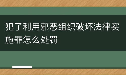犯了利用邪恶组织破坏法律实施罪怎么处罚