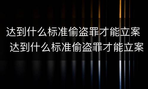 达到什么标准偷盗罪才能立案 达到什么标准偷盗罪才能立案侦查