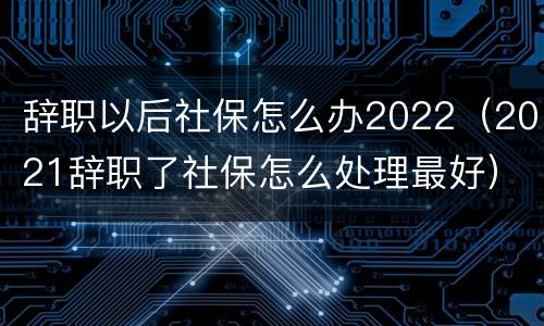 辞职以后社保怎么办2022（2021辞职了社保怎么处理最好）