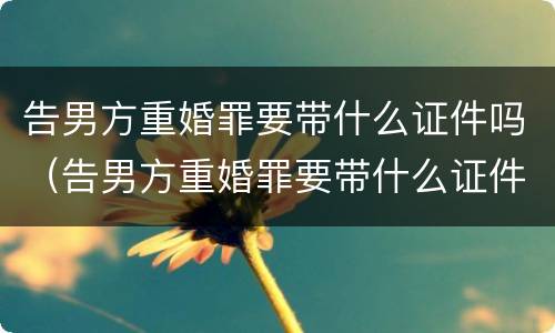 告男方重婚罪要带什么证件吗（告男方重婚罪要带什么证件吗怎么写）