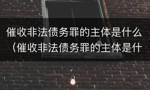 催收非法债务罪的主体是什么（催收非法债务罪的主体是什么意思）